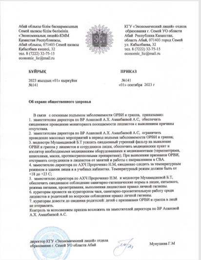 Приказ о питьевом режиме