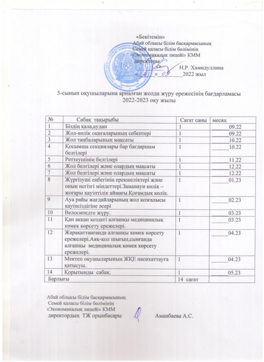 Жолда жүру ережесінің бағдарламасы