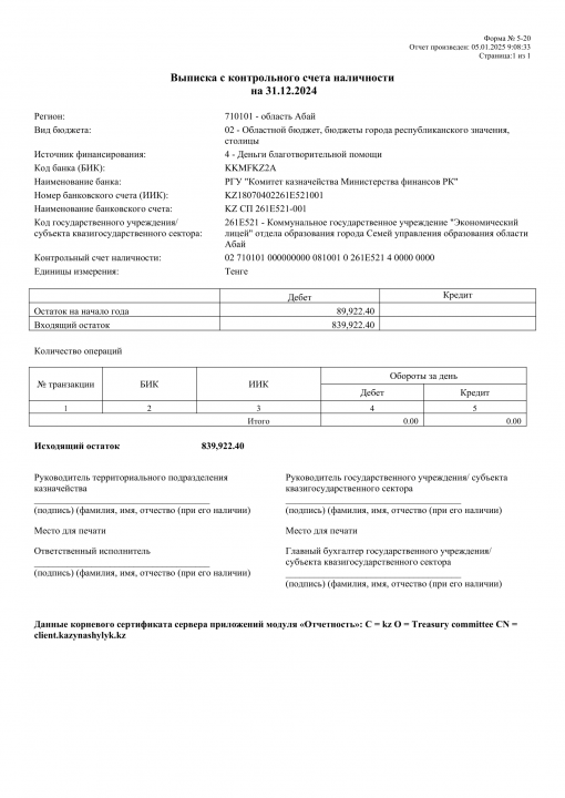 Отчет о доходах и расходах